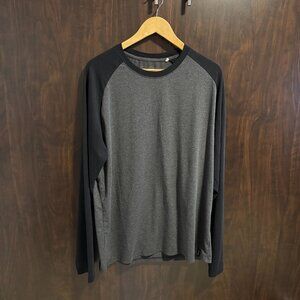 Prana Long-Sleeve Baseball Style T-Shirt, Black/Grey Men's XL